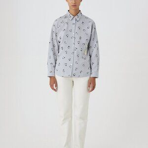 Escada Sport white blue stripe navy embroidered hearts size 42